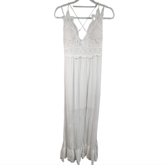 Blue Rain Bralette Lace Maxi Dress Sz S - Picture 1 of 9